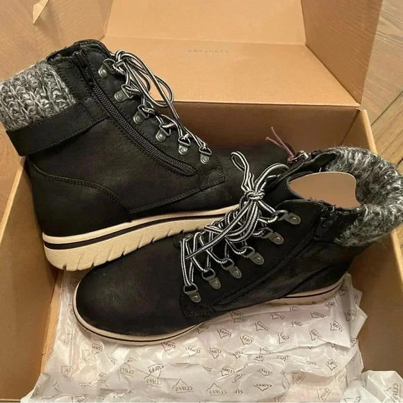 Cliffs By White Mountain Kaylee Hiking Boot NEW Black Suede Size 9.5  Double Zip - Picture 11 of 11